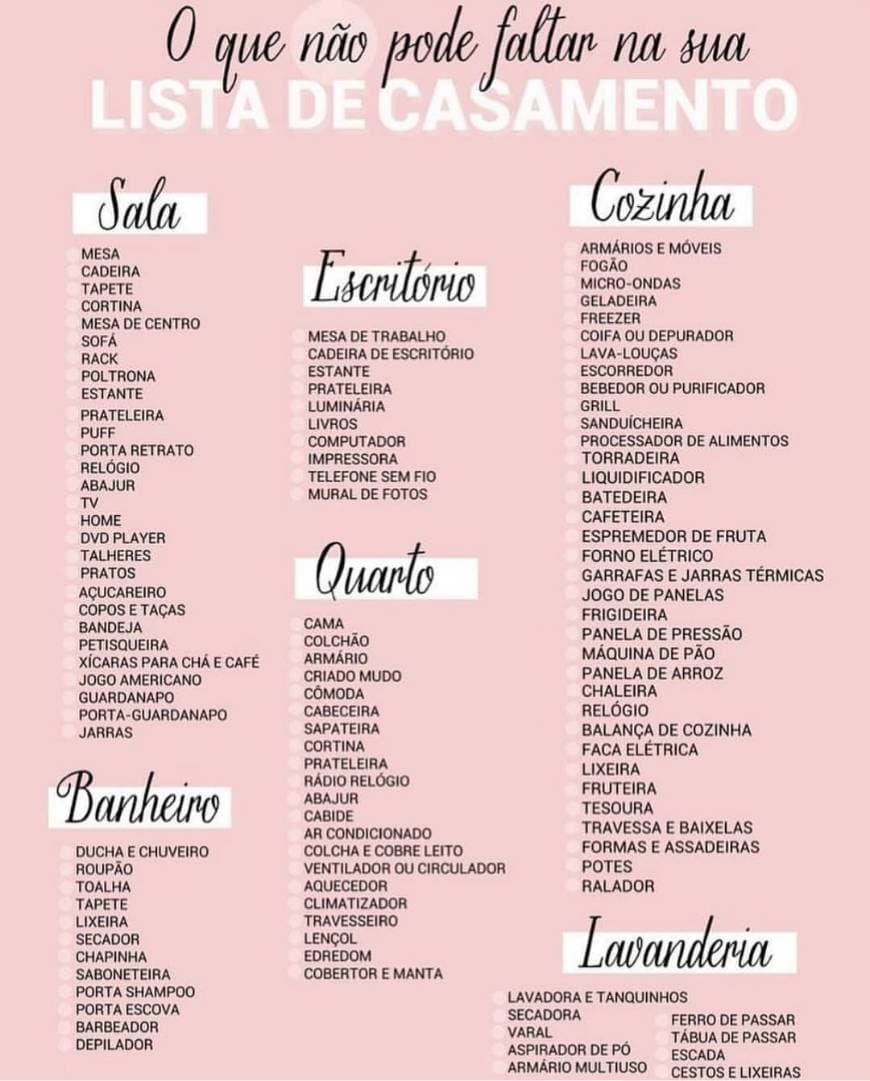 Moda Lista de casamento