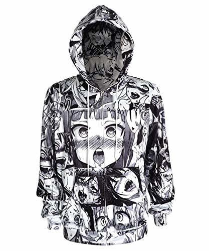 Producto CoolChange Sudadera con Capucha Manga con Cremallera, rostros, Blanco/Negro, Talla