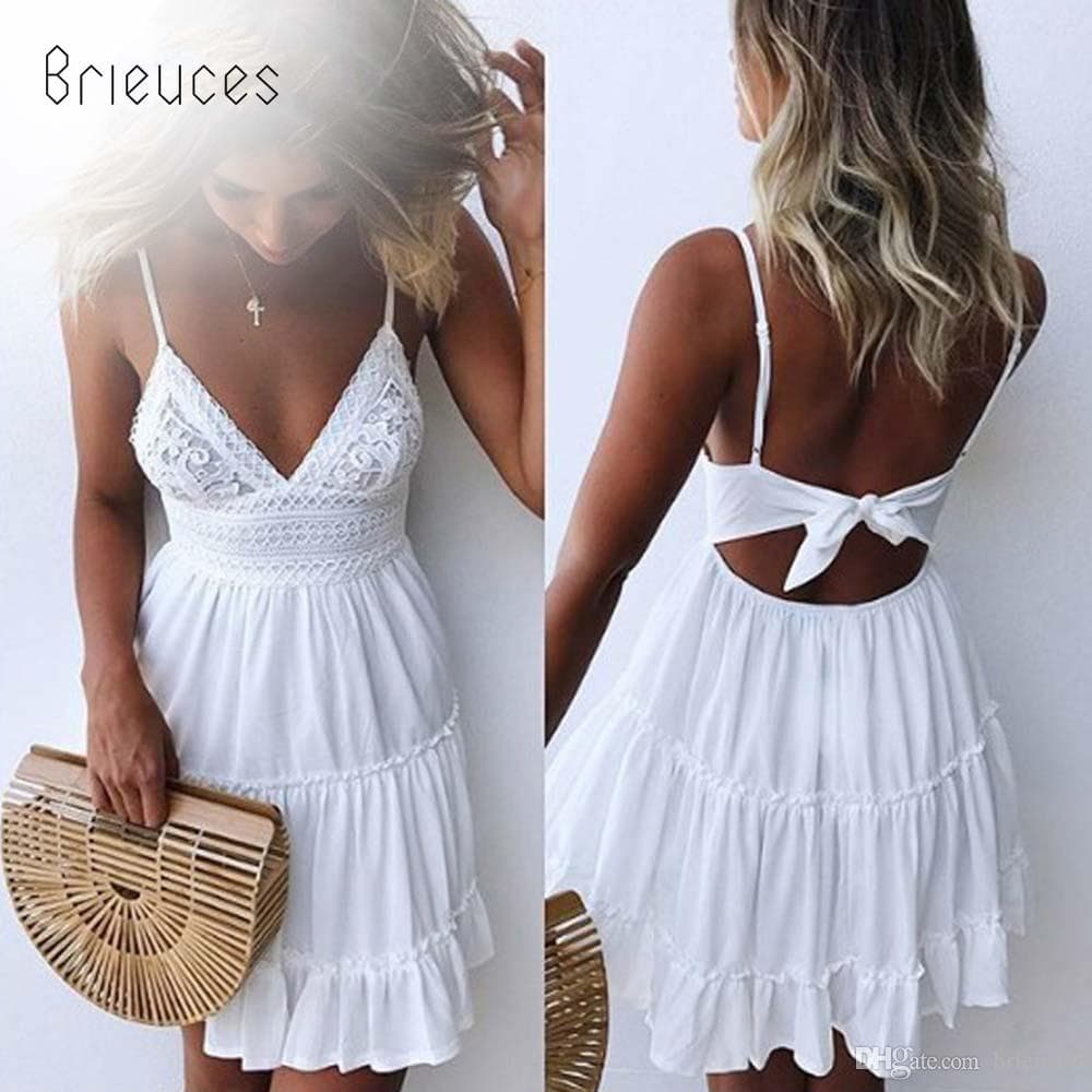 Producto Vestidos De Verano para Mujer Boho Correas De Espagueti De Encaje Sin