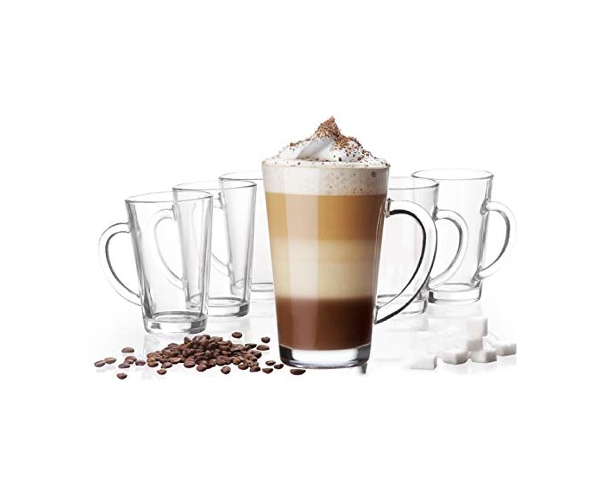 Product Platinux - Juego de vasos para latte macchiato con mango de cristal