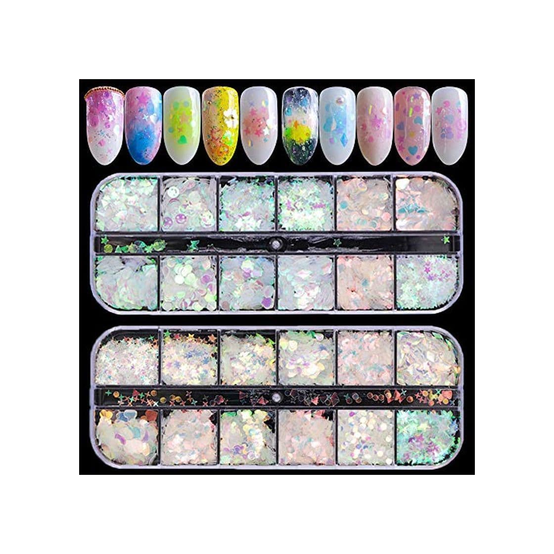 Product Ebanku Lentejuelas Holográficas de Uñas Nail Art Flakes Glitter Mermaid, Paillette Brillante