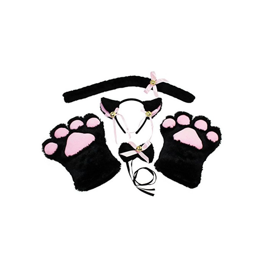 Product KEESIN Conjunto de Cosplay de Gato Guantes de Garra de Felpa Orejas