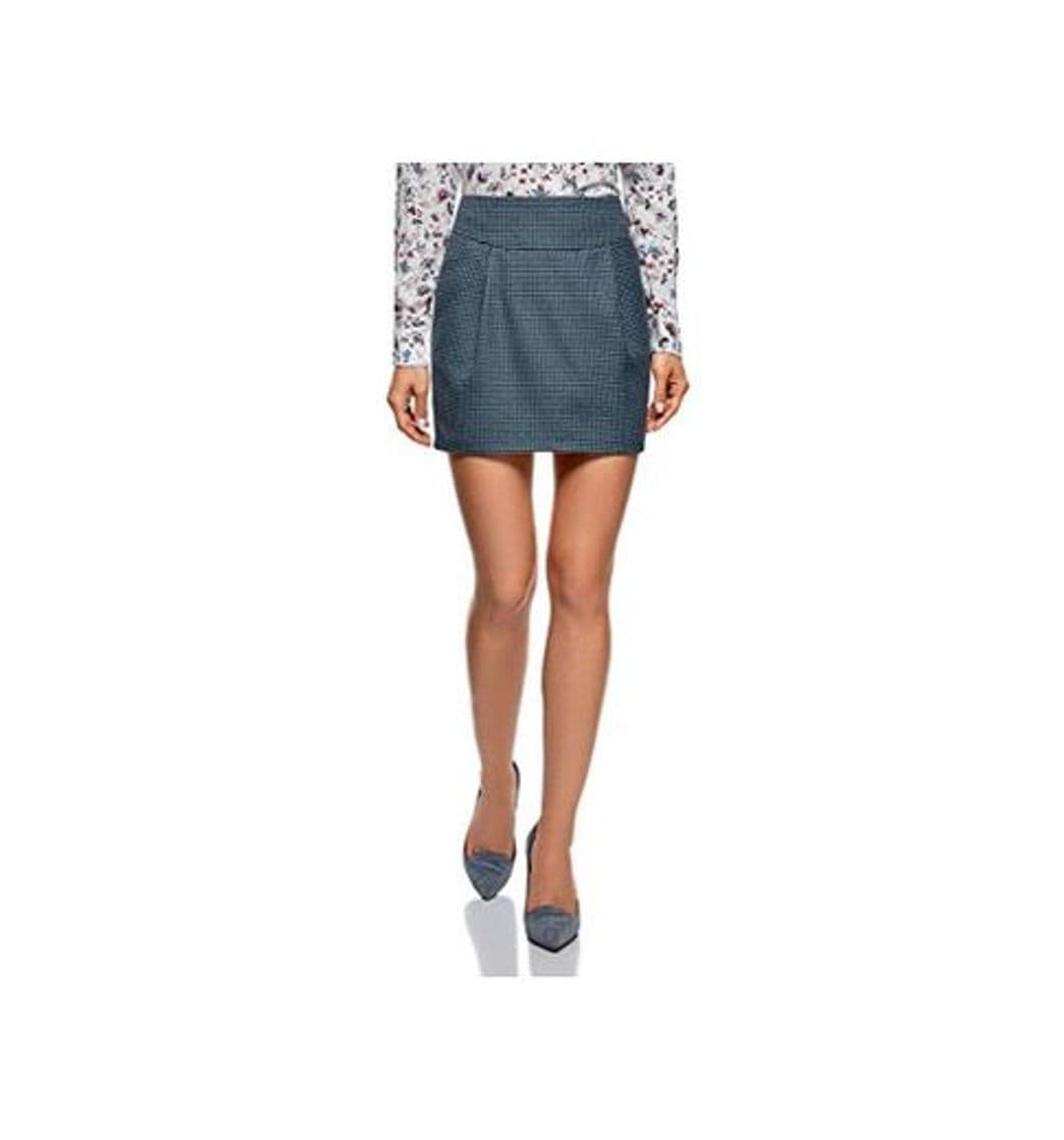 Moda oodji Ultra Mujer Falda Corta con Bolsillos, Azul, ES 40