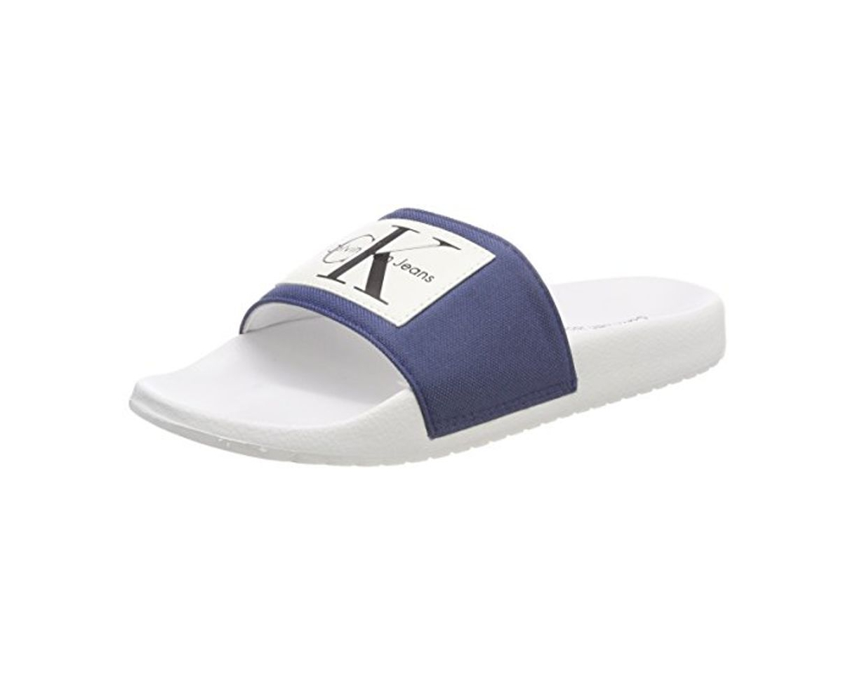 Moda Calvin Klein Jeans Chloe Nylon, Sandalias con Punta Abierta para Mujer, Azul