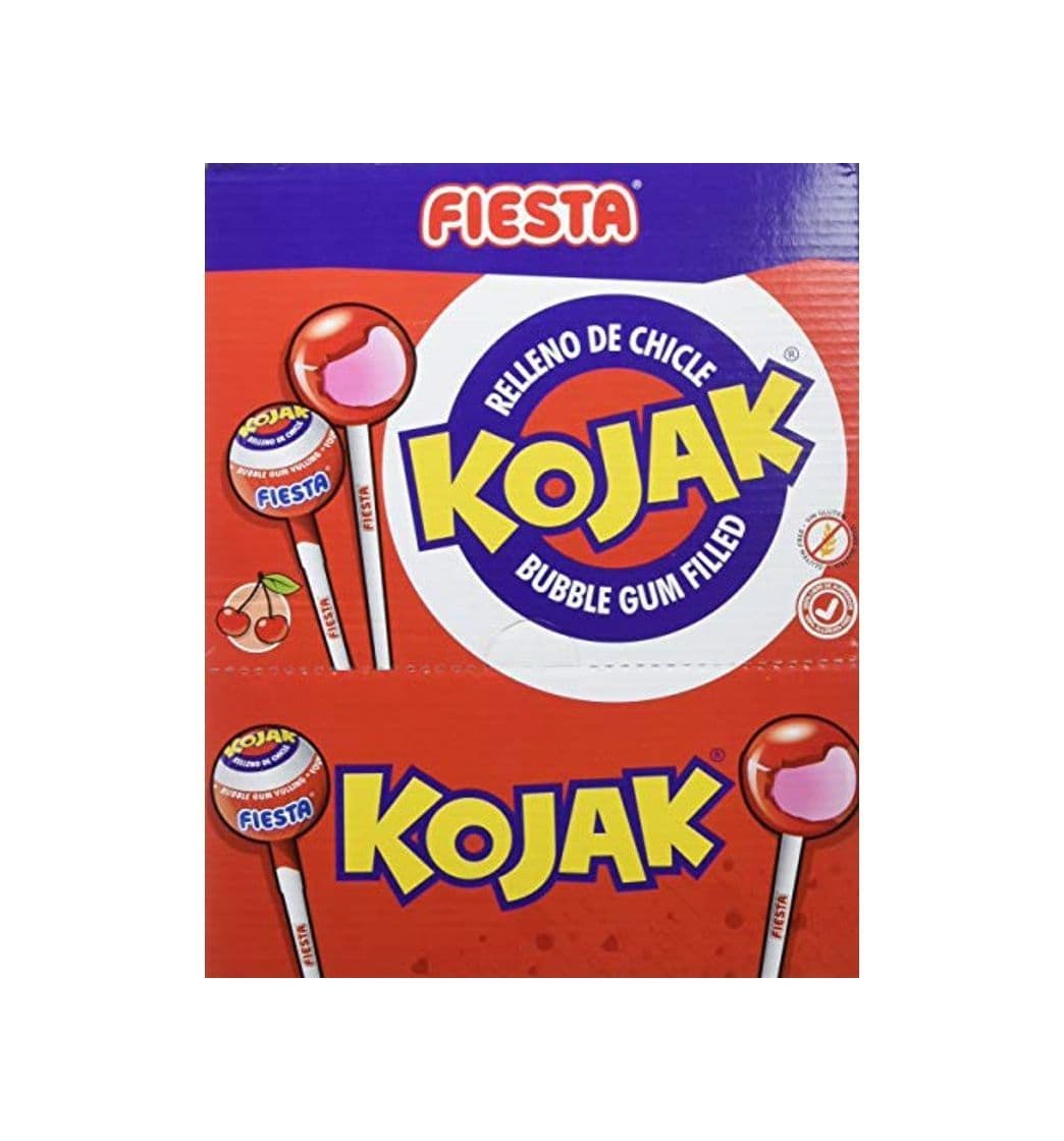 Producto Fiesta Kojak Caramelo con Palo Relleno de Chicle Sabor Cereza