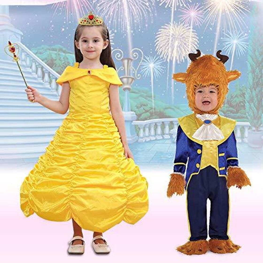 Moda Vicloon Disfraz de Princesa Belle Vestido y Accesorios para Niñas