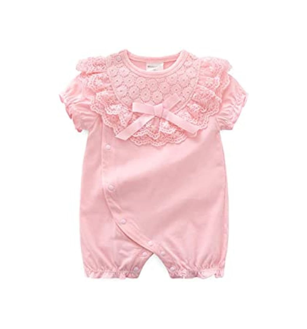 Producto Miyanuby Romper Baby Girl Summer Lace Decoration Solid Color Short Sleeve Jumpsuit