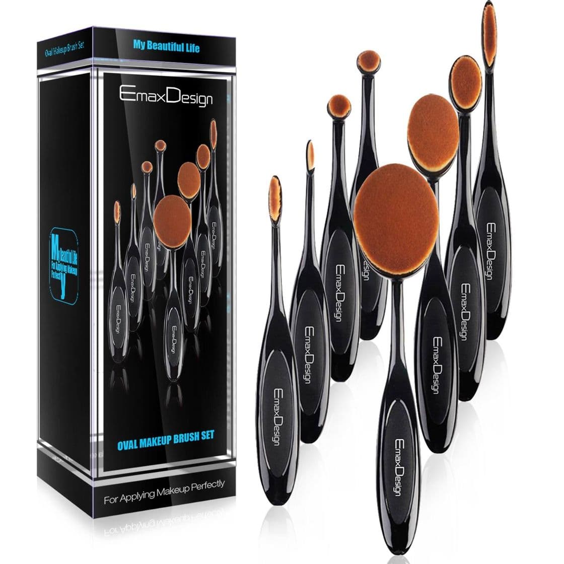 Belleza EmaxDesign ovalada Juego de brochas de maquillaje 8pcs Profesional Fundación Corrector Blending