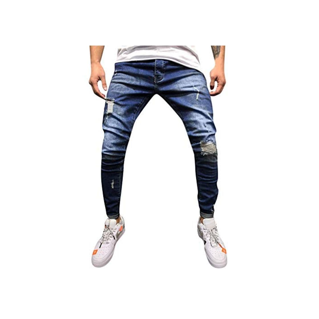 Producto Pantalones Hombres Vaqueros Rotos Tefamore Hombre Jeans Pantalones Elásticos Skinny Slim Fit