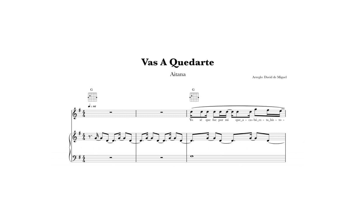 Producto Partitura piano VAS A QUEDARTE