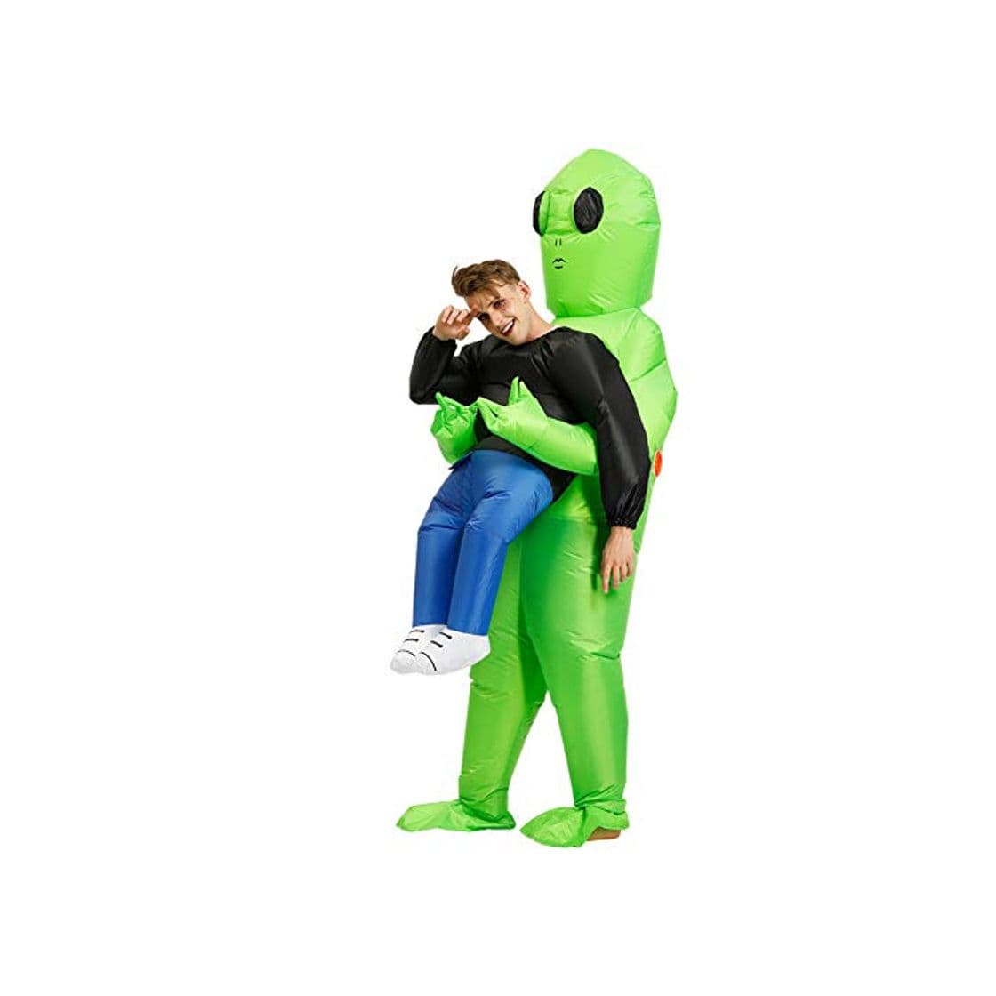 Product Gizayen Green Alien Carrying Human Costume Inflatable Funny Blow Up Suit Cosplay