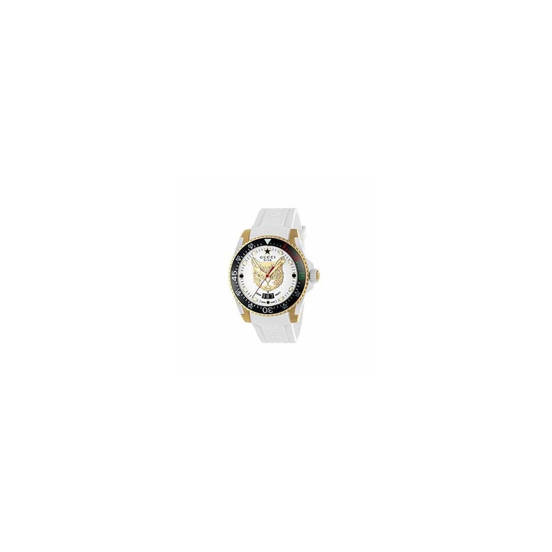 Moda Gucci Reloj de Buceo cauuciu Carcasa Blanca con pvd con Oro Amarillo