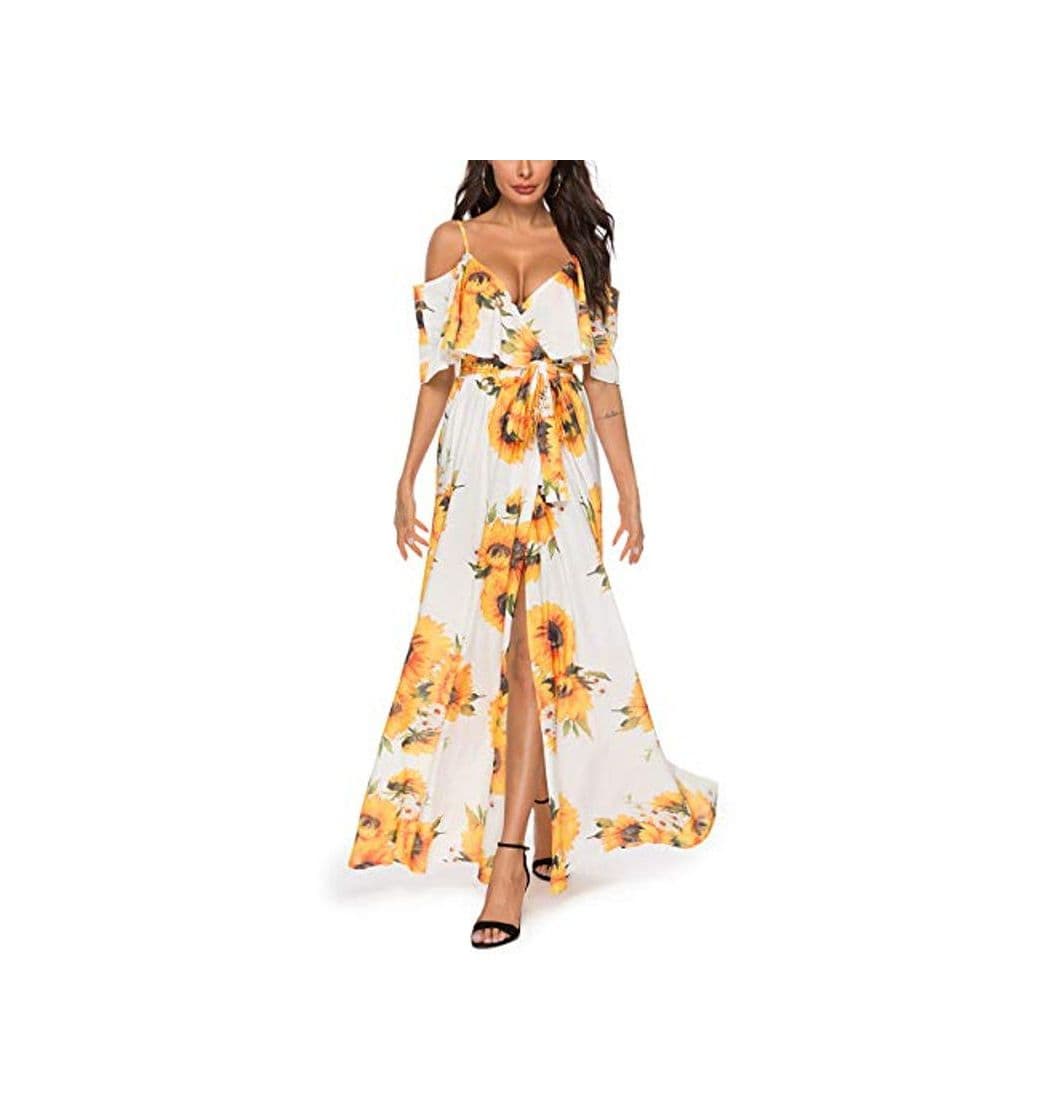 Producto FeelinGirl Mujer Vestido Maxi Estampado Floral Espalda Abierta Falda Larga Talla Grande