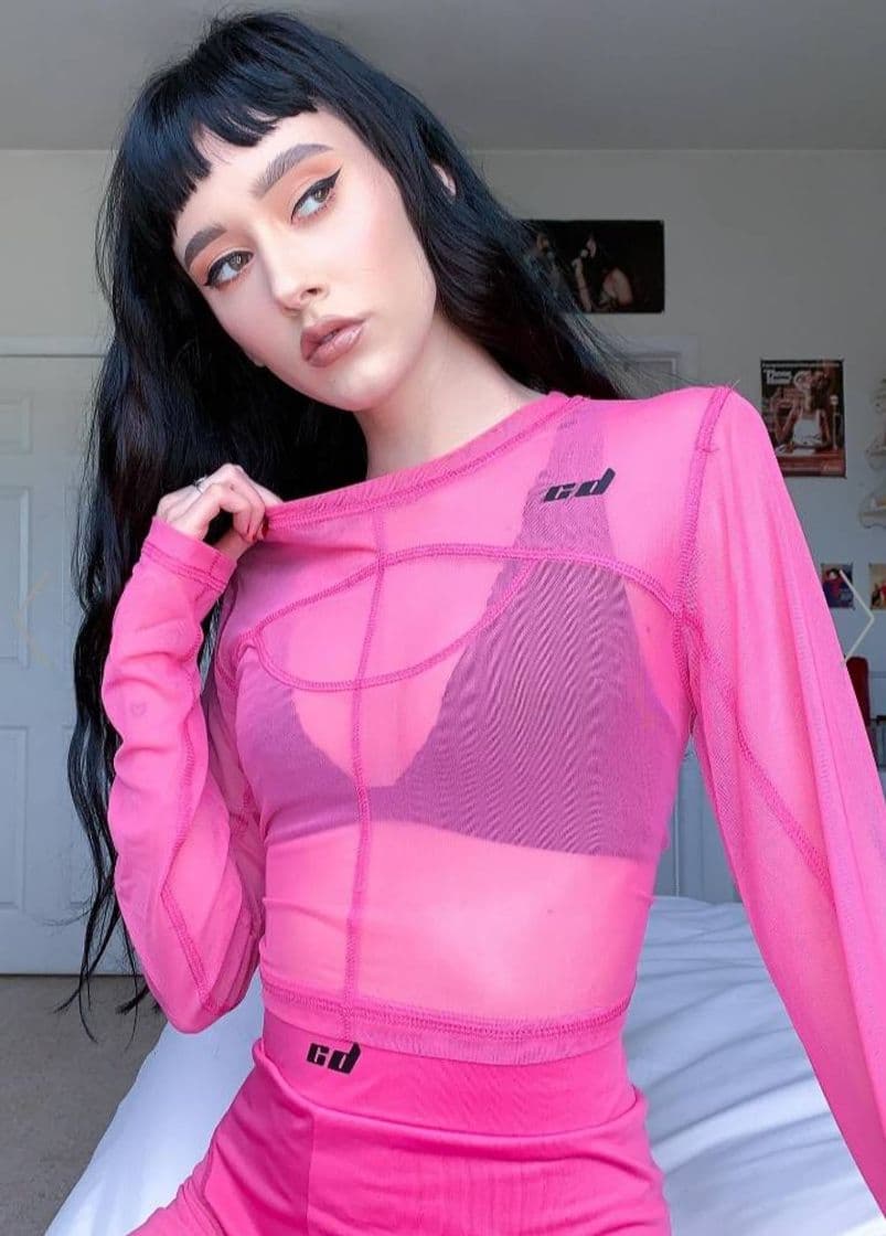 Moda Criminal Damage Pink Mesh Exposed Stitch Crop Top | Dolls Kill