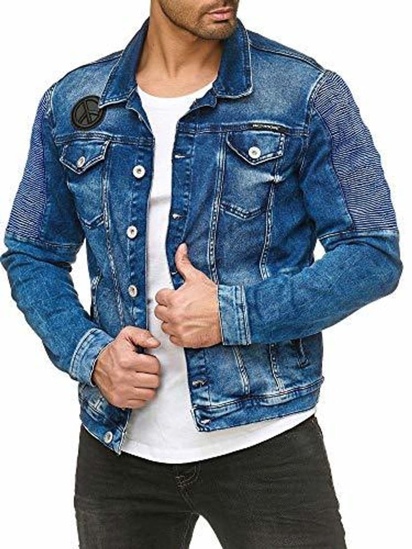 Lugar Red Bridge Chaqueta Vaquera para Hombres de Estilo Motero