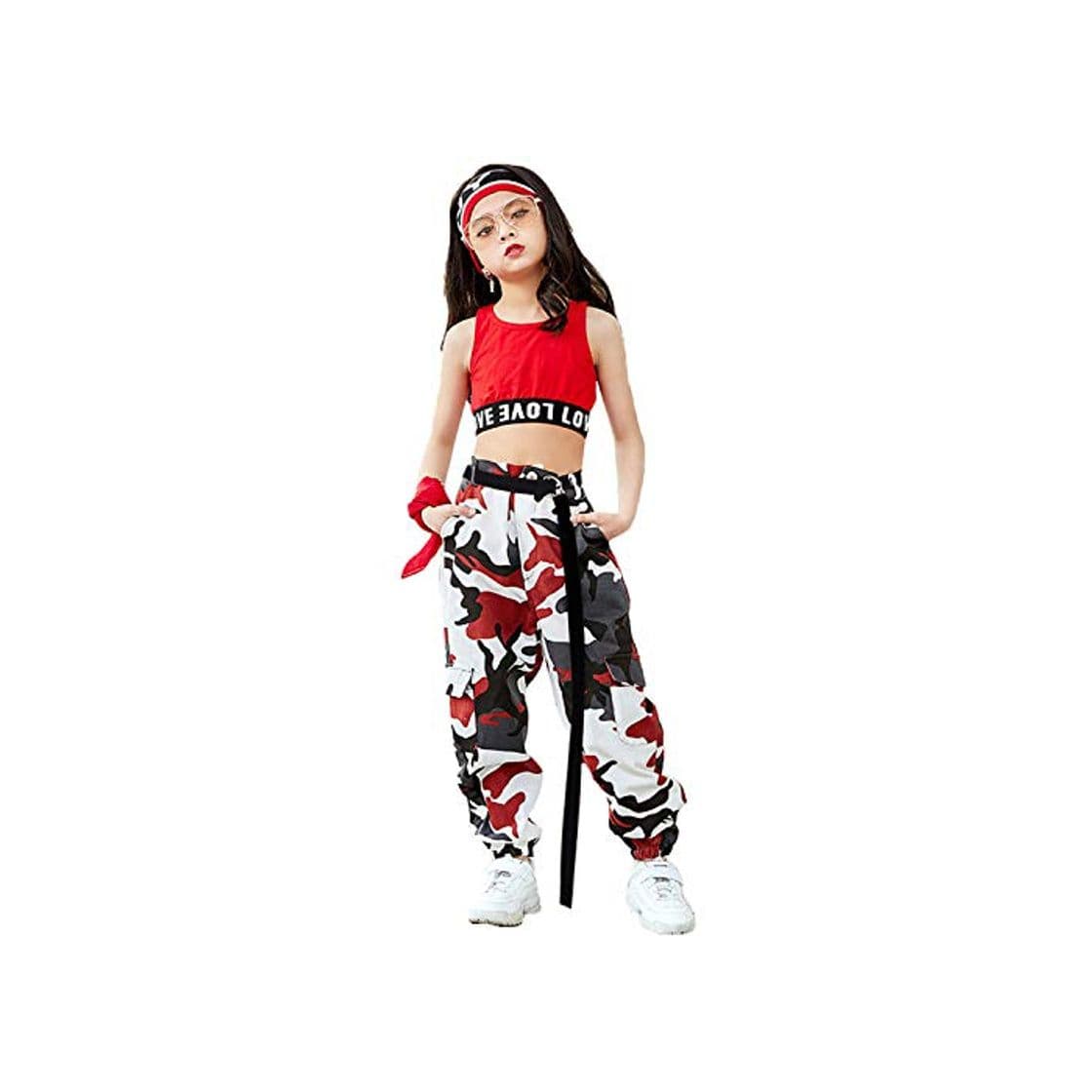 Moda 2 Piezas Niñas Hip Hop Street Dance Ropa Individual Juego Crop Tank