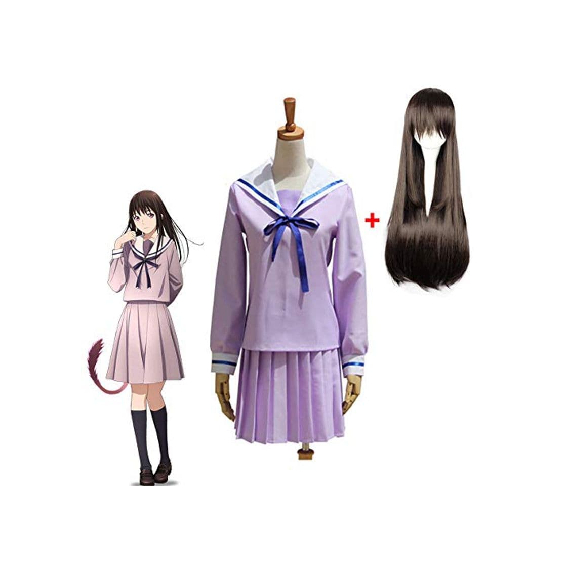 Producto Hot Anime Noragami Yukine Iki Hiyori Uniforme escolar Traje de marinero   Disfraces de cosplay Marinero Cosplay Vestido Peluca