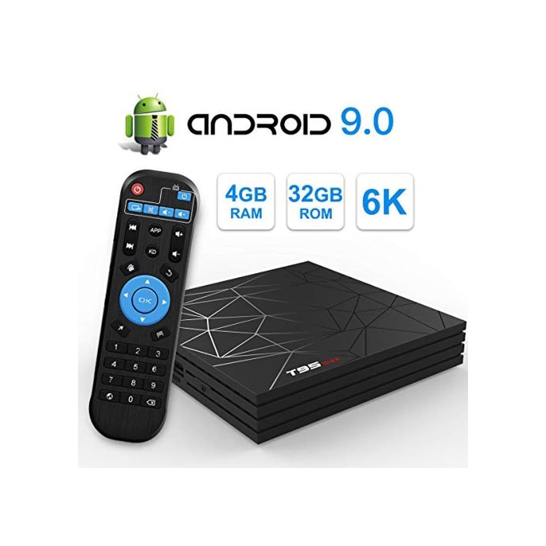 Electrónica Android TV Box，T95 MAX Android 9.0 TV Box 4GB RAM/32GB ROM H6