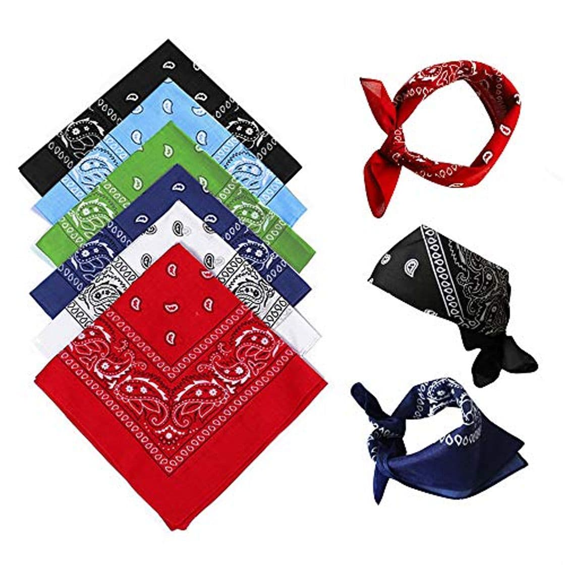 Producto Bandanas Hombres y Mujeres de 6 Piezas, Bufanda de Algodón Paisley, Diadema