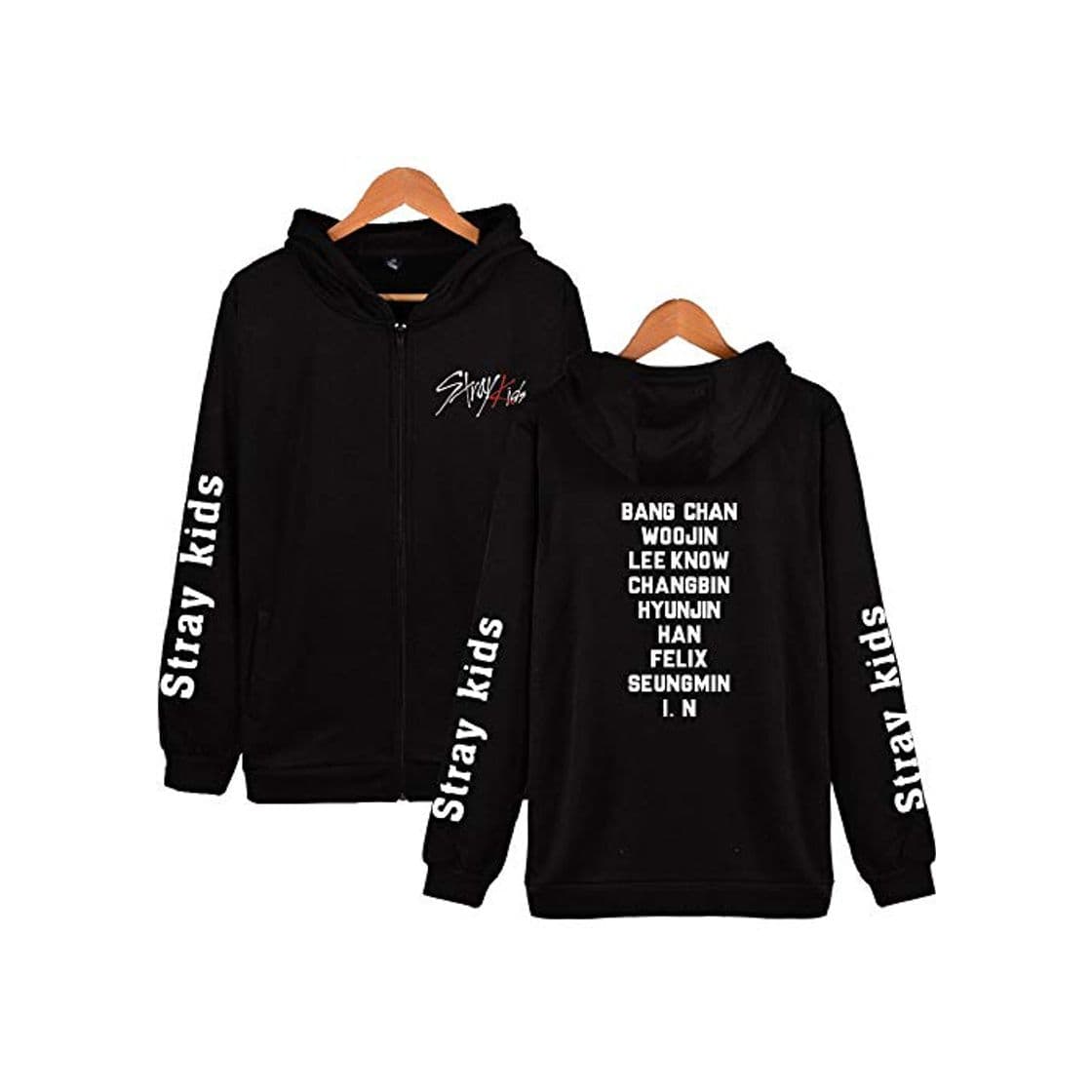 Producto JLTPH Unisex Stray Kids Sudadera con Capucha Cremallera Fashion Estampar Casual Sudaderas Sweatshirt Tops Outwear Bang Chan Changbin Hyunjin Felix Seungmin Jeongin Jisung Minho Woojin