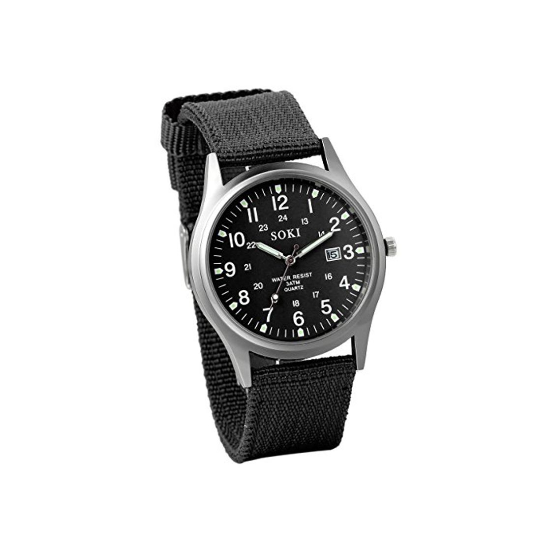 Product Reloj de Hombre Correa de Nylon Reloj Militar Deportivo, Verde Reloj de