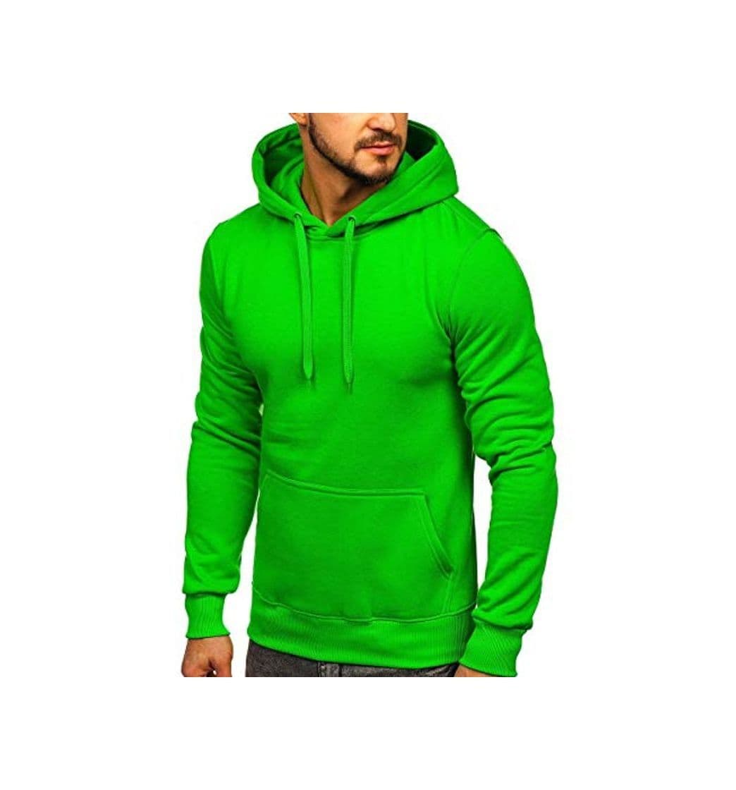 Product BOLF Hombre Sudadera Básica Unicolor Hoodie con Capucha J.Style 2009 Verde(Claro) M