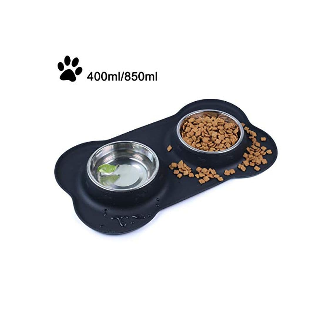 Product SeeKool Pet Comedero para Perro Gato y Mascotas de Acero Inoxidable, con