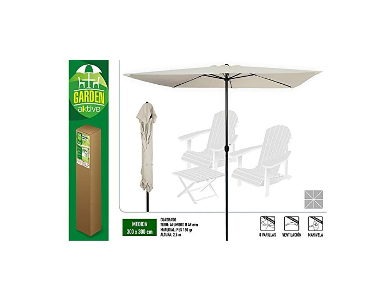 Producto Aktive Garden 53875 Parasol Cuadrado con Mástil de Aluminio 48 mm