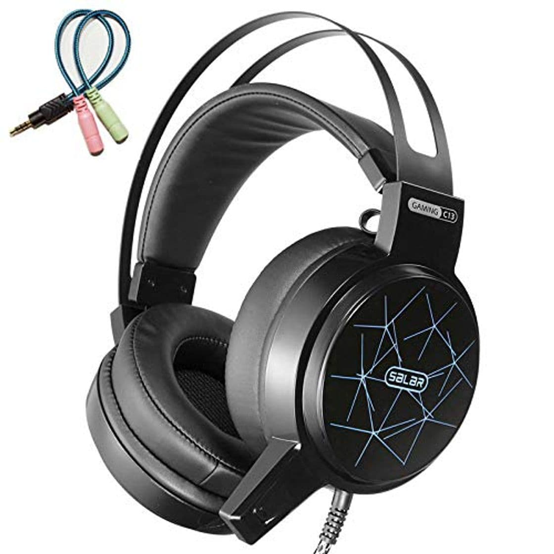 Product Gaming Headset Game Headphone Los Mejores Auriculares Casque con Micrófono Luz Led para Computadora Pc Audifo S Gamer Negro con Cable