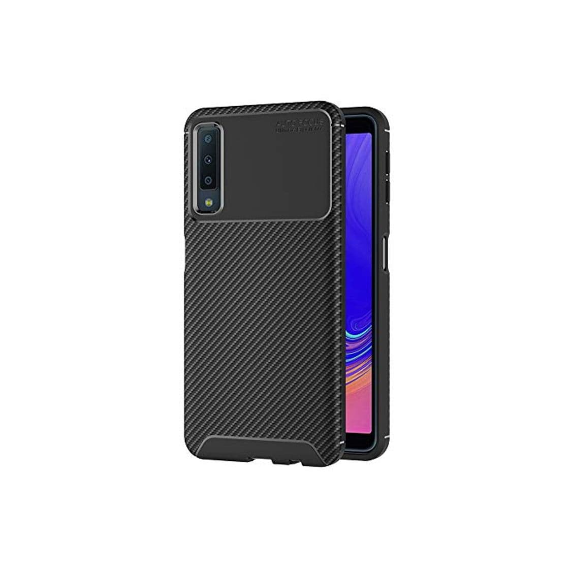 Product AICEK Funda Samsung Galaxy A7 2018, Negro Silicona Fundas para Samsung A7