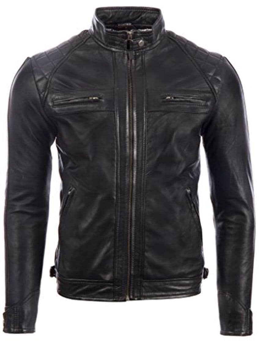 Producto Aviatrix Chaqueta Biker De Cuero Autentica para Hombre con Diseno De Hombros