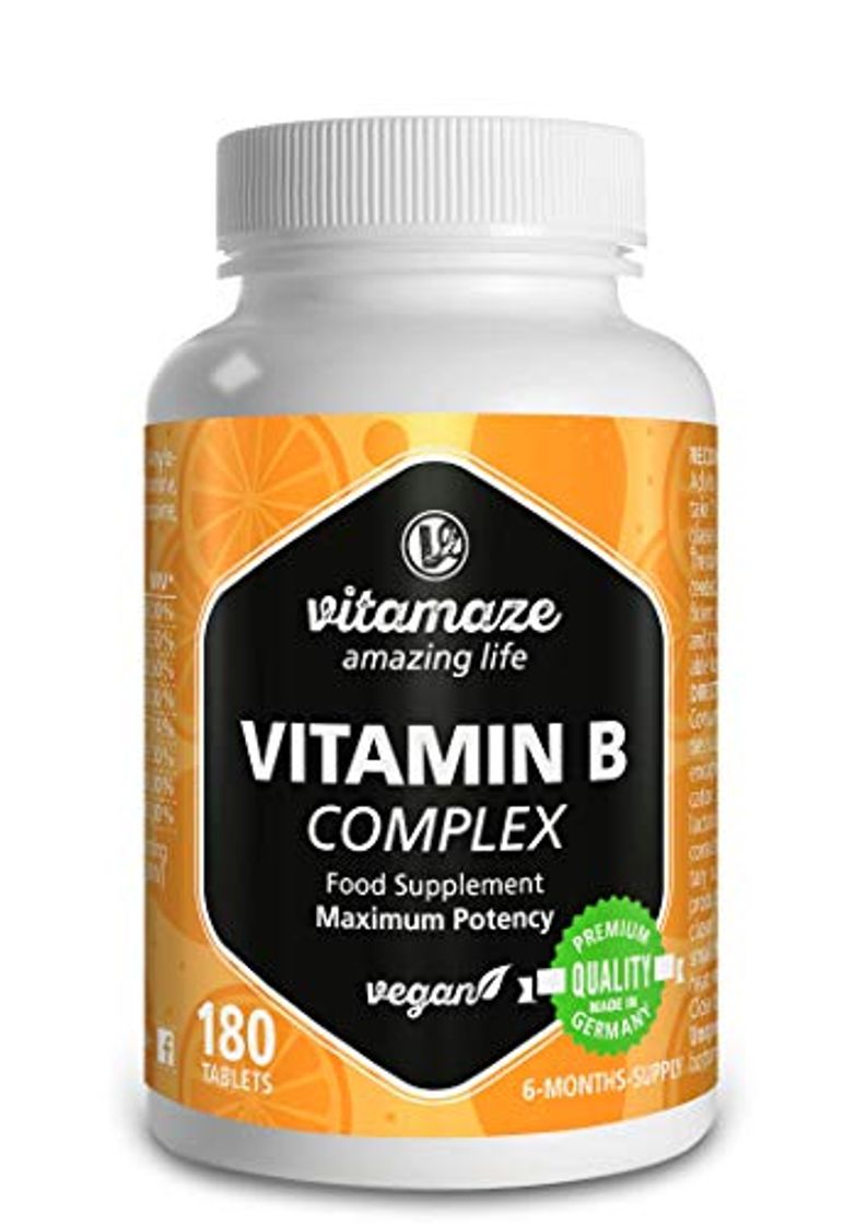 Product Vitamaze® Vitamina B Complex con 180 tabletas veganas de dosis alta del