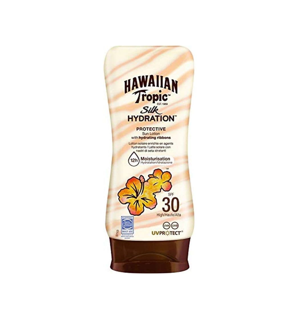 Belleza Hawaiian Tropic Silk Hydration Protective - Loción Solar Protectora con índice SPF 30 con cintas de seda hidratantes y resistente al agua, formato 180 ml