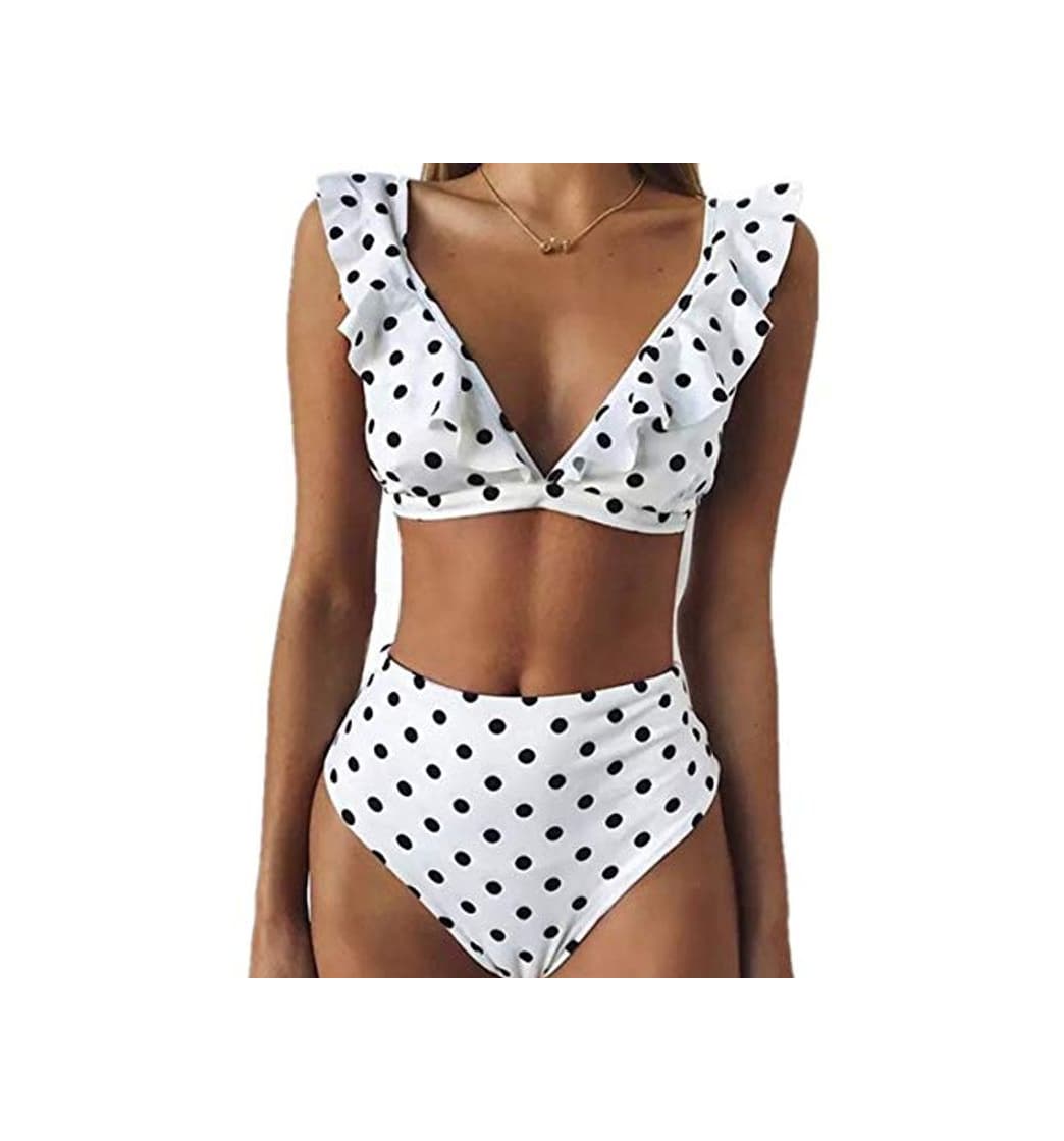 Producto Mujer Traje de Baño Bikini Punto de Onda Ruffle Conjunto de Bikini