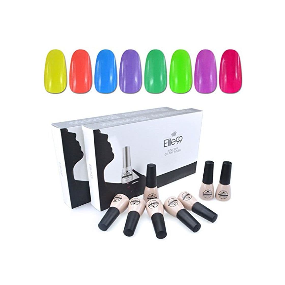 Producto Elite99 Kit Uñas de Gel Esmalte Semipermanente 8pcs Colore Gel Coat Shellac