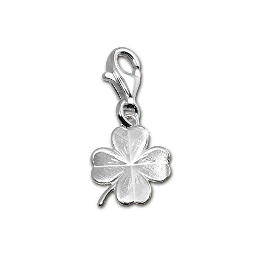 Product Diseño de hoja de trébol SilberDream matt Charm 925 plata de ley colgante para pulsera cadena pendientes FC505