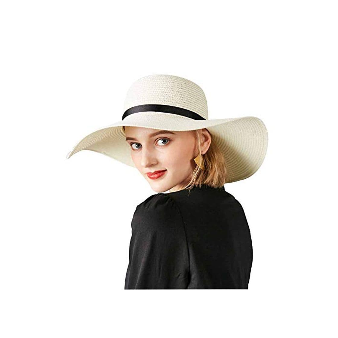 Product Sombrero Paja Mujer Pamela de Paja Sombreros Mujer Verano Sombrero ala Ancha Mujer Sombrero de Playa Plegable