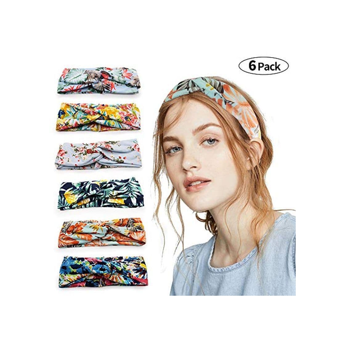 Beauty 6PCS Mujer Diademas Boho Vintage Elástica Cintas para el Pelo