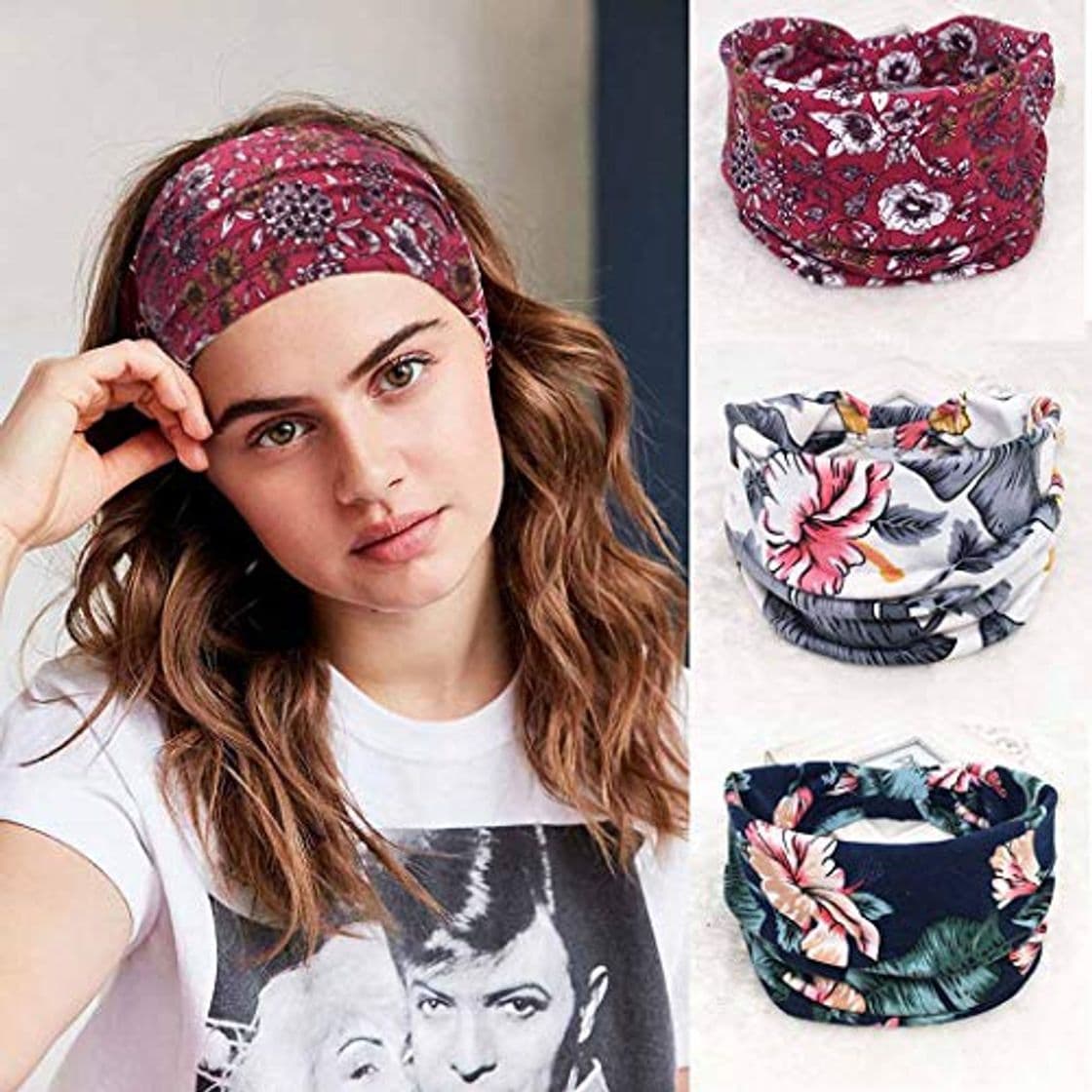 Product Zoestar Boho diademas anchas para la cabeza con estampado elegante para yoga,