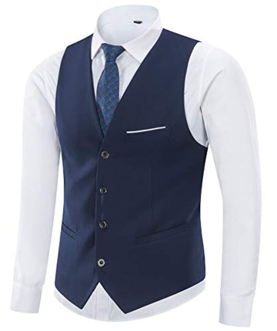 Producto Yingqible Chaleco Hombre Casual Boda V-Cuello Traje Negocios con Botones Sin Mangas