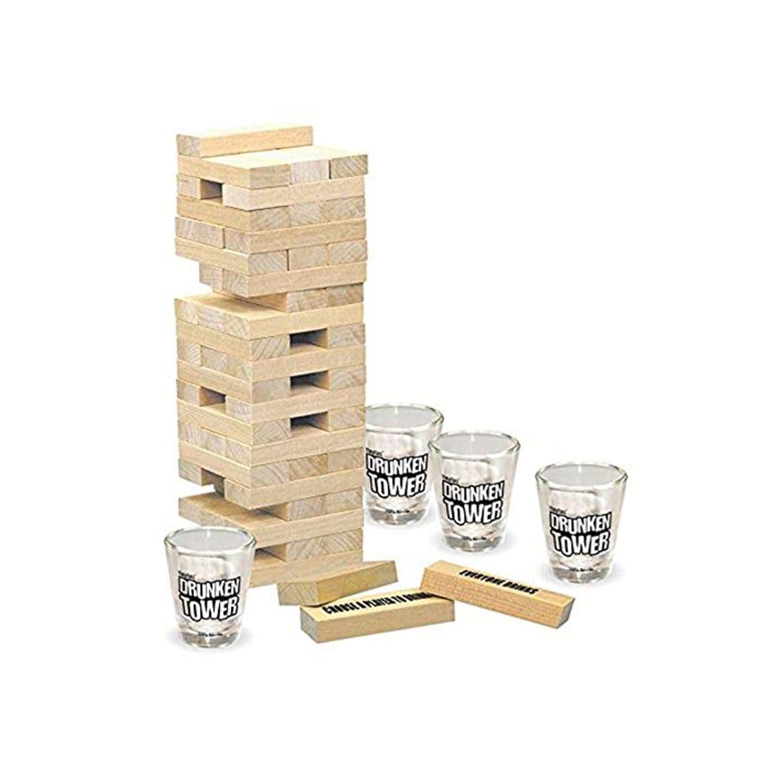 Product Mmyunx Tipsy Torre Bebiendo Juego Set 4 Vasos de Tiro y 60 Piezas de Madera una Torre de la diversión! El último Juego de Fiesta para Adultos