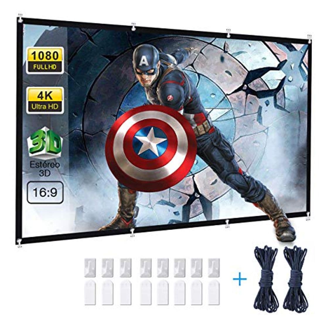 Product Powerextra Pantalla de proyector 120 Inch 16: 9 HD Plegable Antiarrugas Portátil