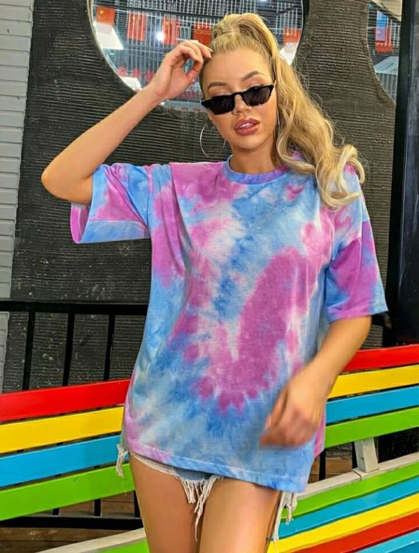 Moda Camisetas Tie-Dye Multicolor Casual

