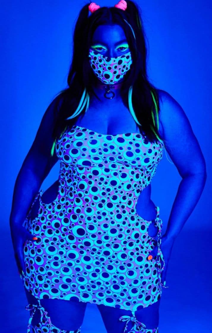 Fashion Plus Size Eye Print Mini Dress Set