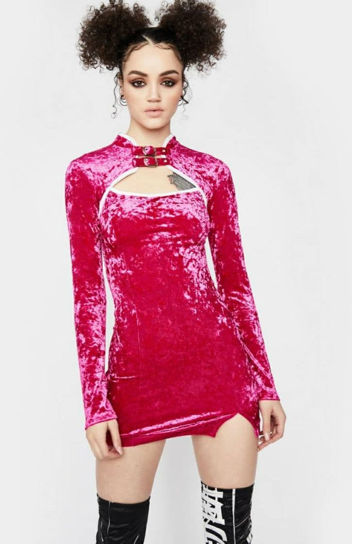 Fashion Velvet Cut Out Mini Dress