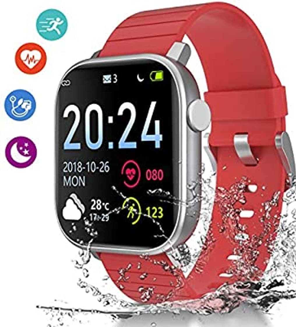 Product LATEC Pulsera Actividad Reloj Inteligente Impermeable IP68 Smartwatch Pantalla Táctil Completa con Pulsómetro Cronómetro Pulsera Deporte para Hombres Mujeres Niños con iOS y Android