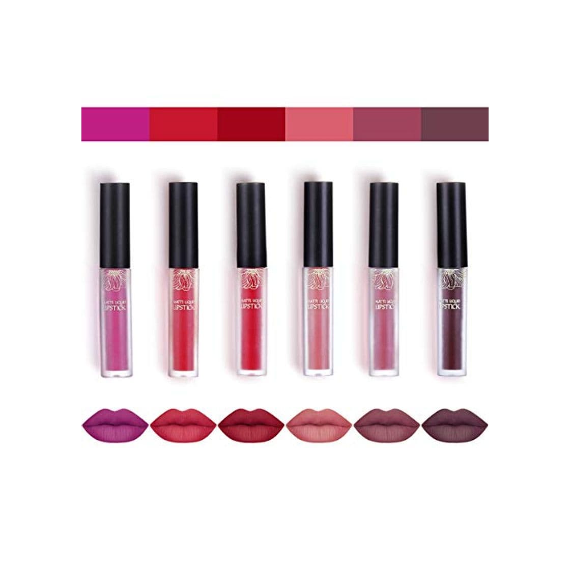 Belleza Luckyfine 6 Piezas Lápiz Labial Líquido Mate de Larga Duración Kit de