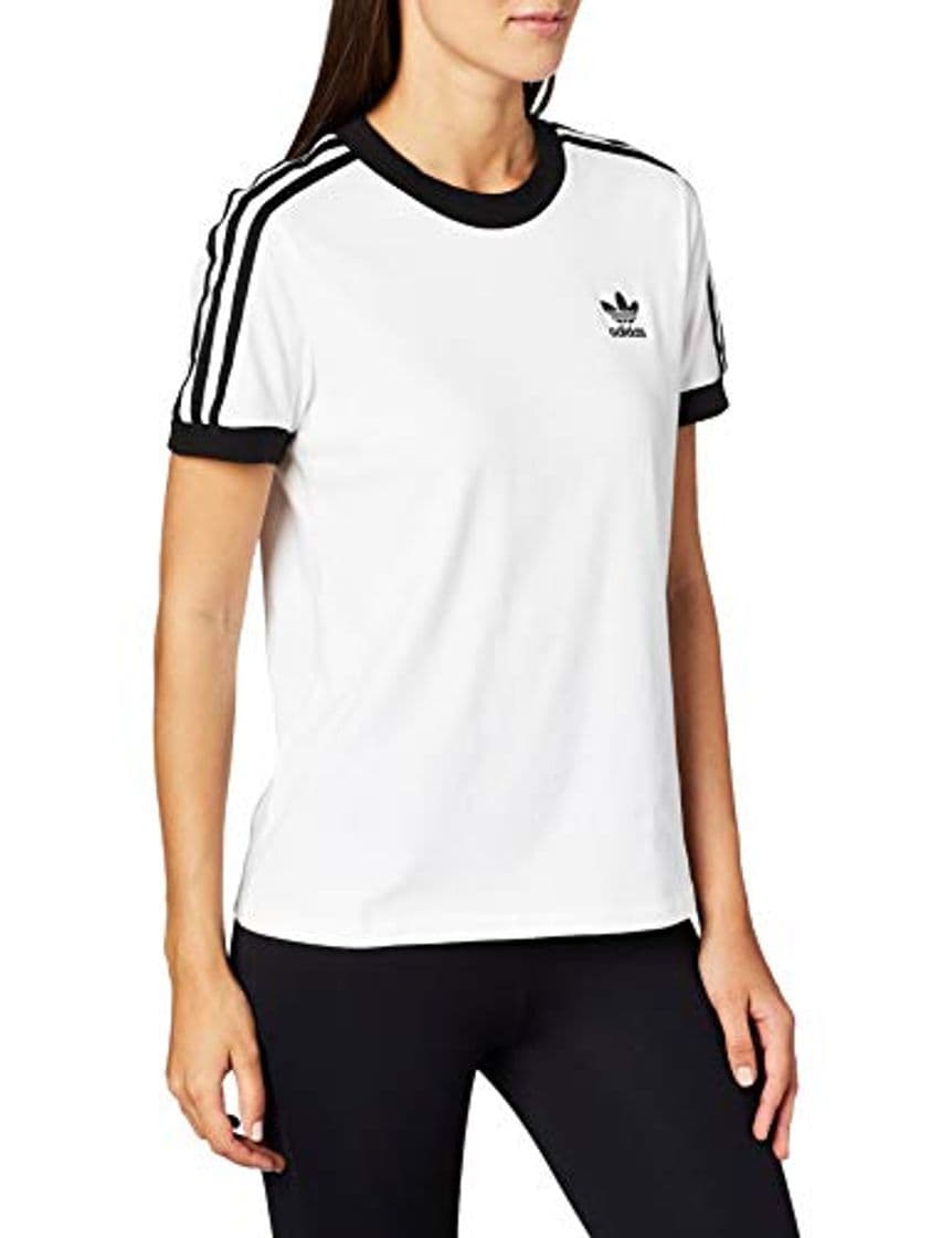 Lugar adidas 3 Str tee Camiseta de Manga Corta, Mujer, Blanco