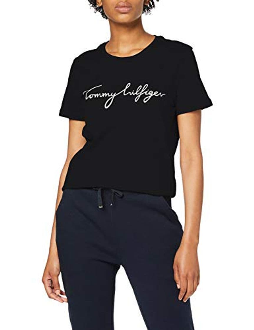 Moda Tommy Hilfiger Heritage Crew Neck Graphic tee Camiseta, Schwarz