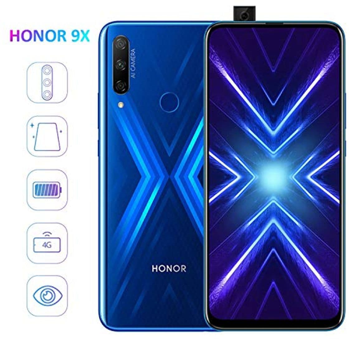 Producto HONOR 9X Smartphone Telefono Movil 4GB RAM 128GB ROM, Pantalla completa de